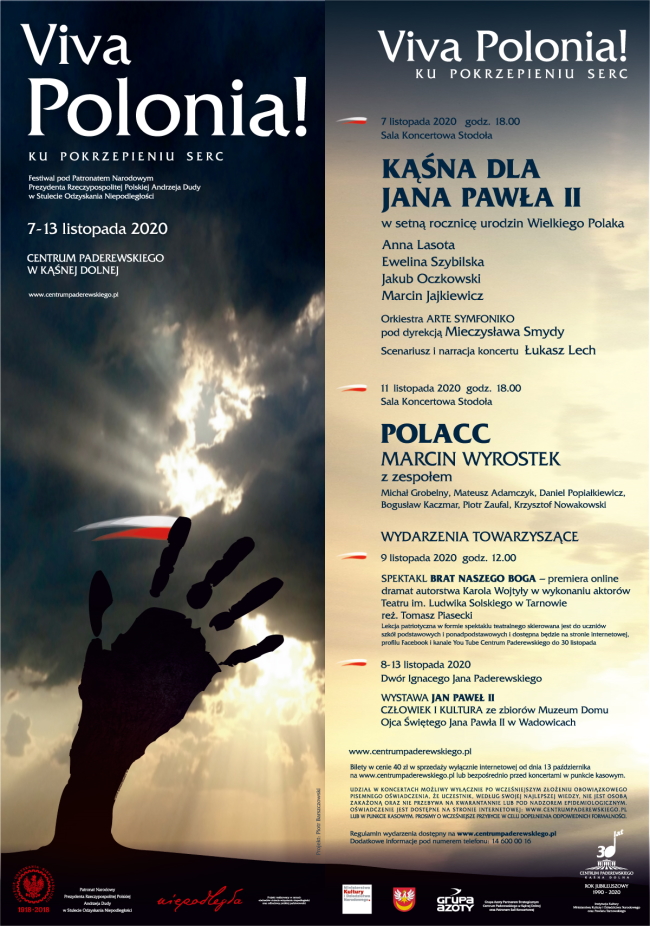Festiwal Viva Polonia! Ku pokrzepieniu serc 7-13 listopada 2020 Centrum Paderewskiego w Kąśnej Dolnej 